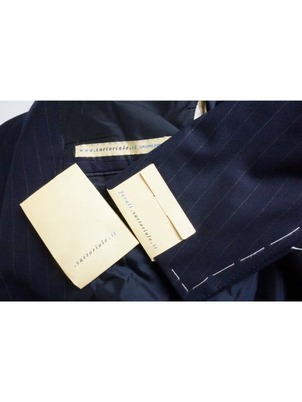 Pal Zileri Sartoriale Navy Striped Wool 2 Pc Suit Jacket Pants Sz 48R Brand New